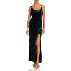 BCBGMAXAZRIA Womens Green Velvet Long Special Occasion Evening Dress Gown NWT